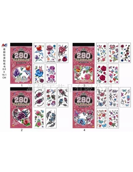 Vaikiškos lipdomos tatuiruotės su gėlėmis ir drugeliais