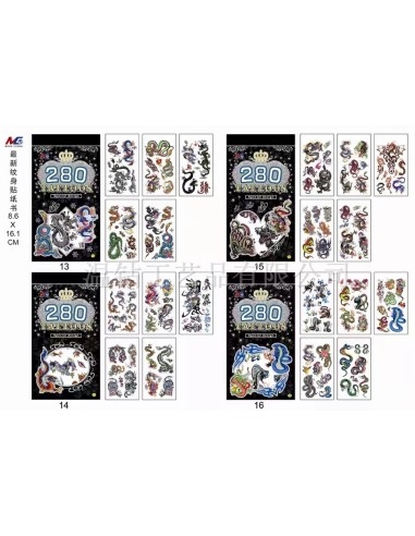 Vaikiškos lipdomos tatuiruotės su slibinais ir gyvatėmis