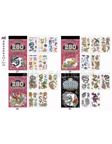 Vaikiškos lipdomos tatuiruotės su drakonais ir paukščiais