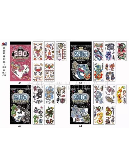 Vaikiškos lipdomos tatuiruotės su drakonais ir paukščiais