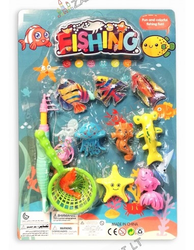 Žaidimas "Žvejyba" su meškerė ir 8 jūros gyvūnais