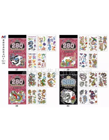 Vaikiškos lipdomos tatuiruotės su drakonais ir paukščiais