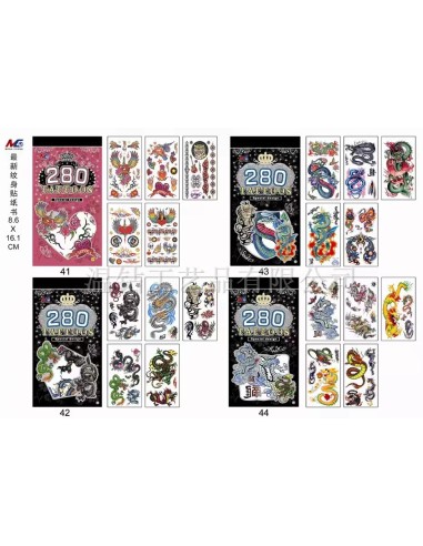 Vaikiškos lipdomos tatuiruotės su drakonais ir paukščiais