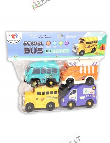 Mašinėlių rinkinys - mokyklinis autobusas ir miesto mašinėlės