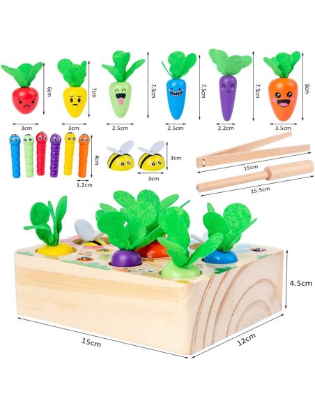 Montessori rūšiavimo žaidimas - Morkų derliaus nuėmimas 3 in 1