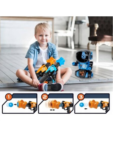 Pompiniai ginklai su robotu-taikiniu