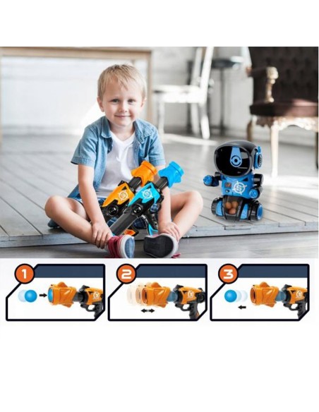 Pompiniai ginklai su robotu-taikiniu