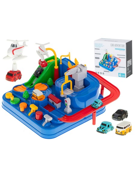 Mechaninė žaidimo aikštelė su 4 automobiliais