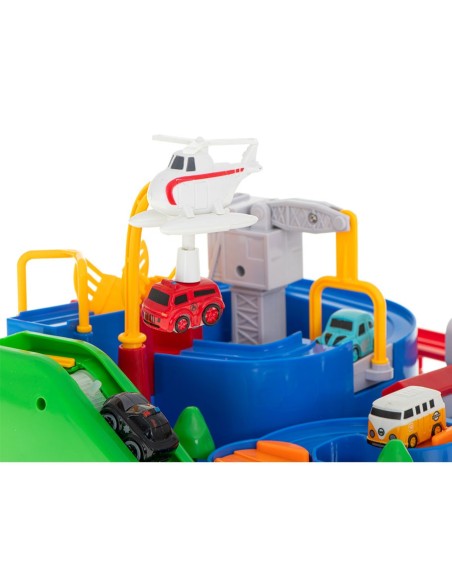Mechaninė žaidimo aikštelė su 4 automobiliais